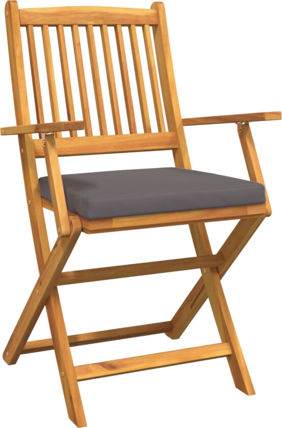 Utestol Sett med 4 Mørk grå og naturlig tre Akasietre, polyester