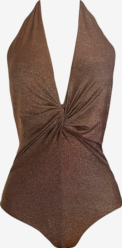 Badedrakt Golden nougat deep plung front twist onepiece - Brun