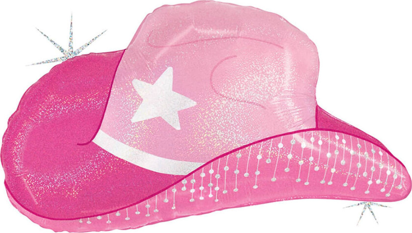 Folieballong Rosa Cowgirl-hatt