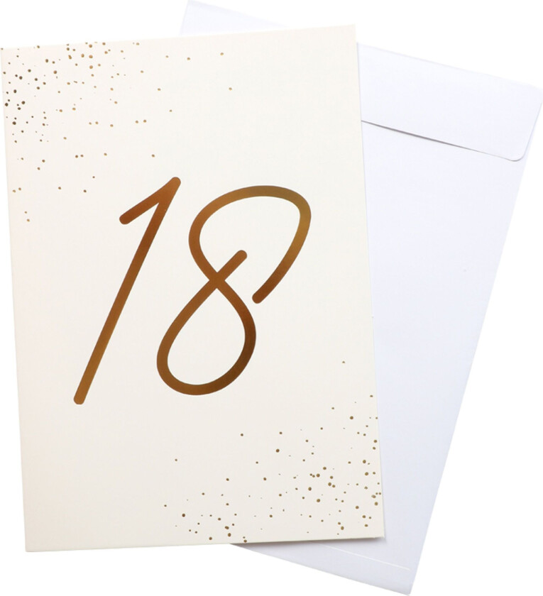 Bilde av Gratulasjonskort Gull Tall med Konvolutt - Tall 18