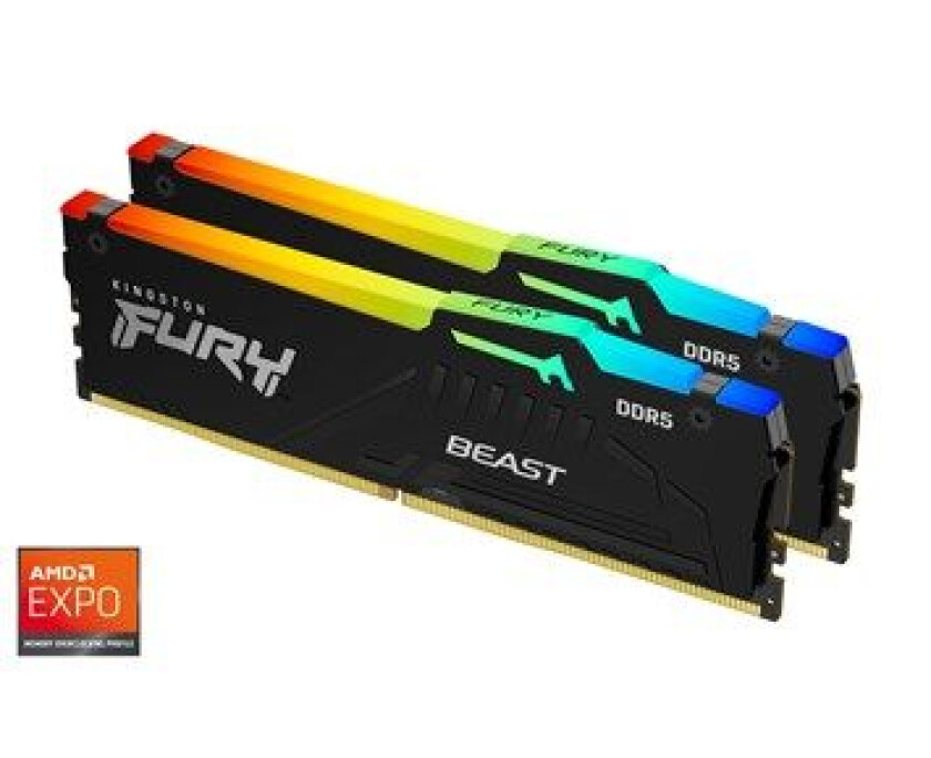 Bilde av Fury Beast Rgb 32gb 5,600mhz Cl36 Ddr5 Sdram Dimm 288-pin