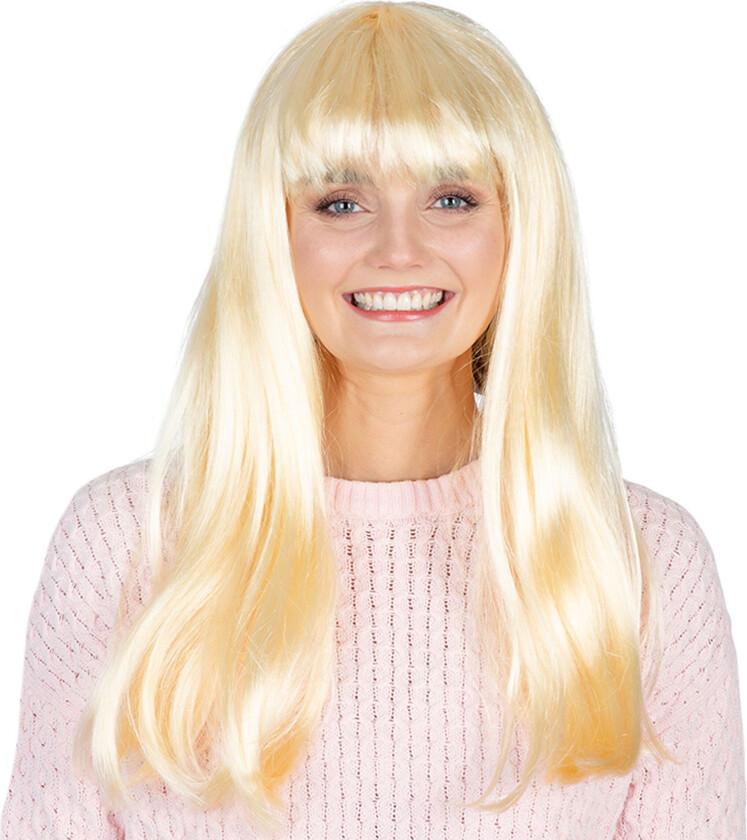Lang Blond Parykk med Lugg - One-size