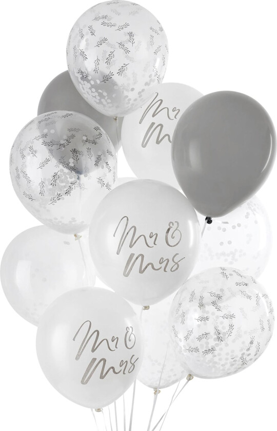 Ballongsett Mr & Mrs - 12-pakning