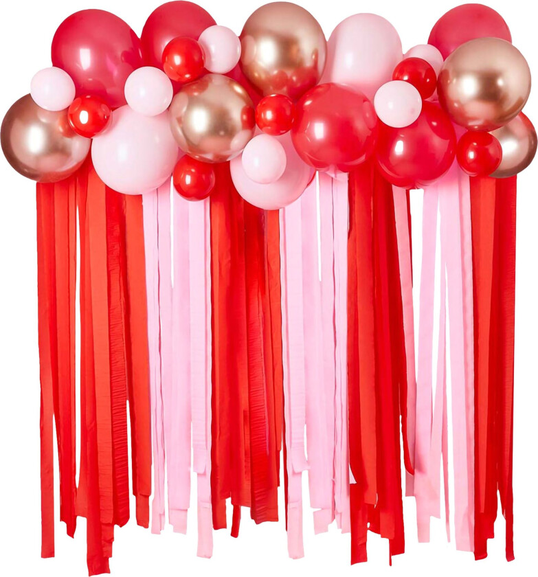 Ballongbue med Streamers Rød/Rosa