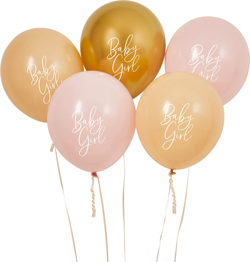 Ballonger Baby Girl Gull/Rosa - 5-pakning