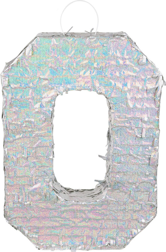 Pinata Tall Sølv Holografisk - Tallet 0