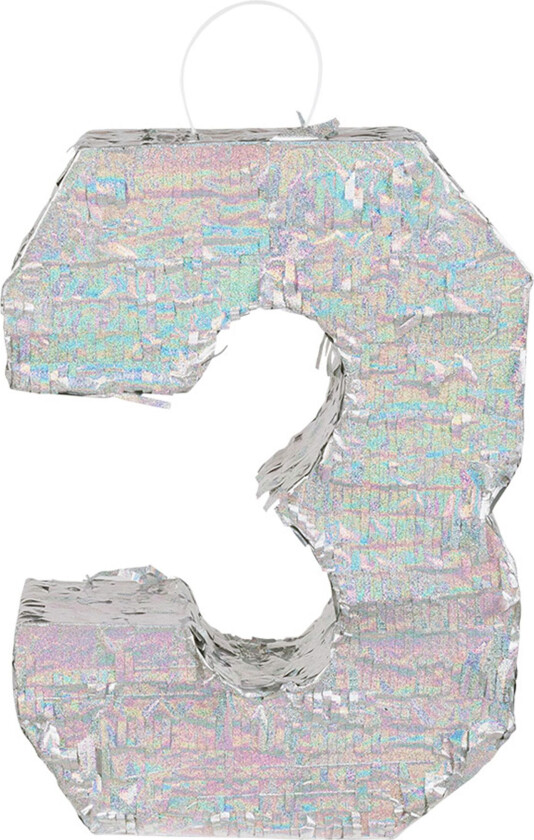 Pinata Tall Sølv Holografisk - Tallet 3