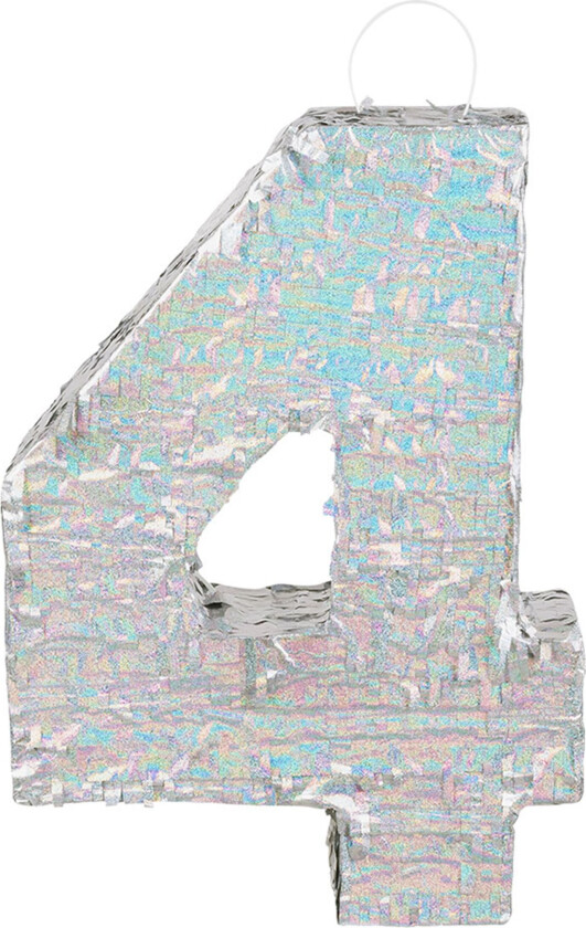 Pinata Tall Sølv Holografisk - Tallet 4