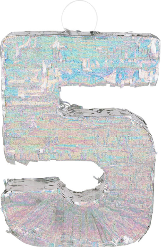 Pinata Tall Sølv Holografisk - Tallet 5