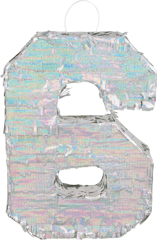 Pinata Tall Sølv Holografisk - Tallet 6