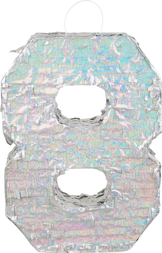 Pinata Tall Sølv Holografisk - Tallet 8
