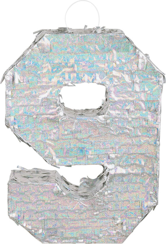Pinata Tall Sølv Holografisk - Tallet 9