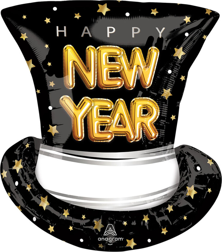 Folieballong Happy New Year Hatt Shape