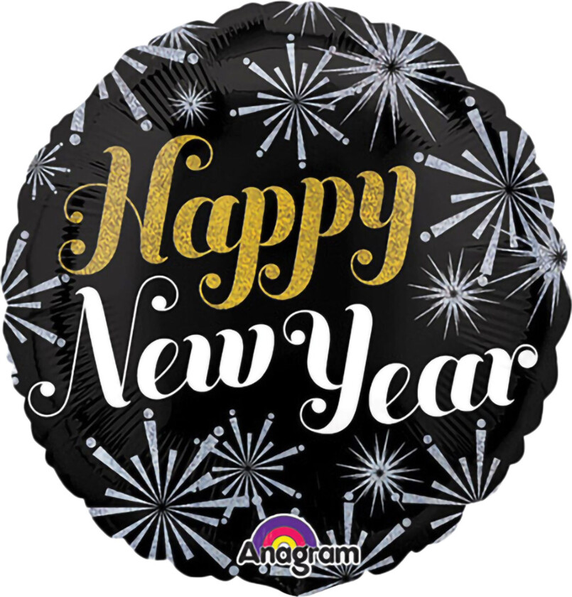 Folieballong Happy New Year Rund