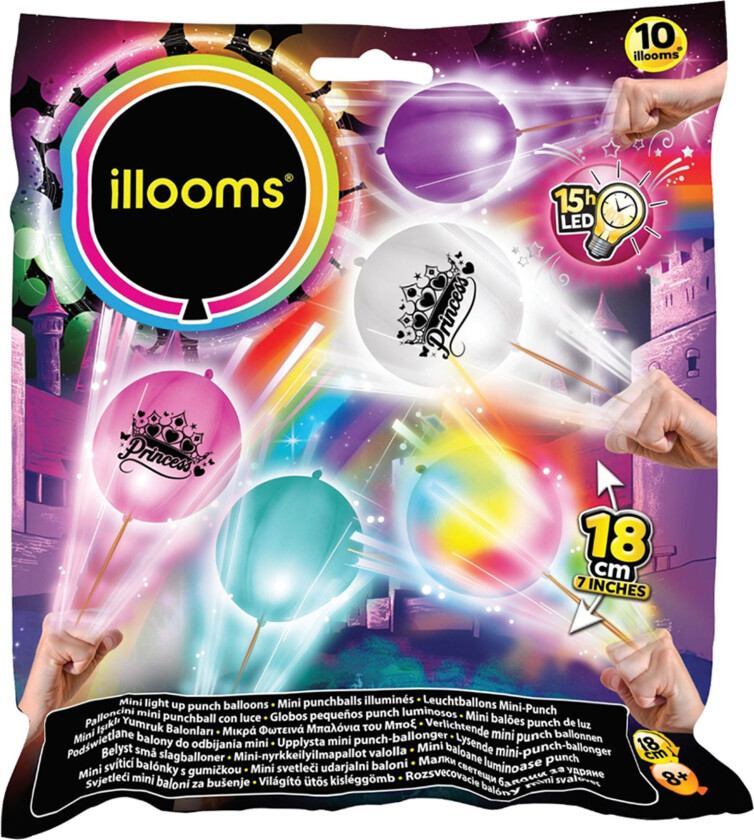 LED-ballonger Mini Punch Prinsesser - 10-pakning
