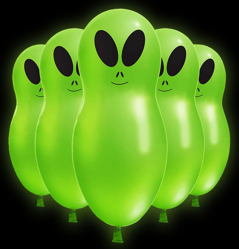 LED-ballonger Alien - 5-pakning