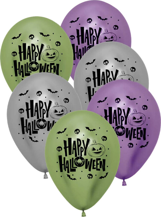 Ballonger Happy Halloween Metallic - 6-pakning