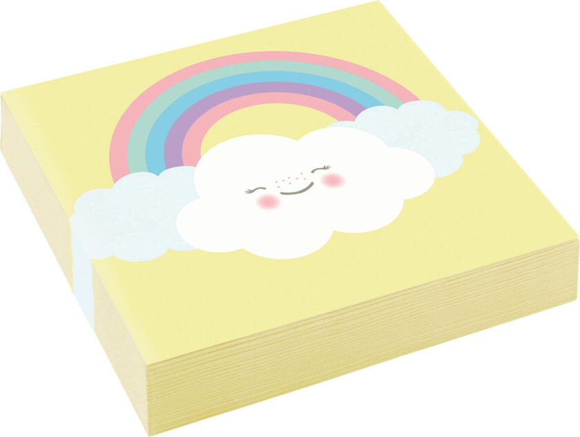 Servietter Rainbow & Cloud Gul - 20-pakning