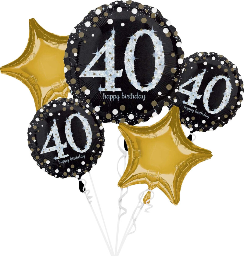 Ballongbukett Happy Birthday 40 Glitrende