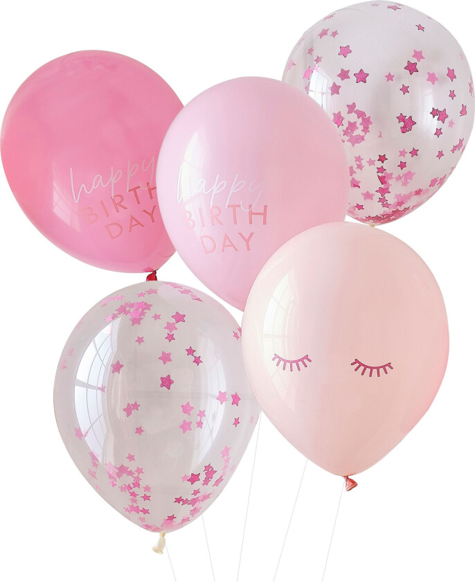 Ballongsett Happy Birthday Rosa - 5-pakning