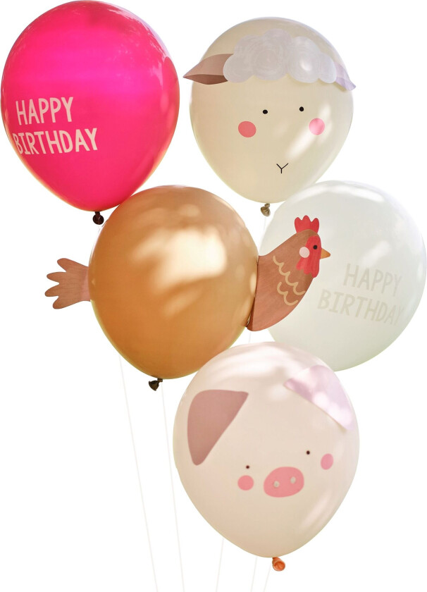 Ballonger Happy Birthday Bondegård - 5-pakning