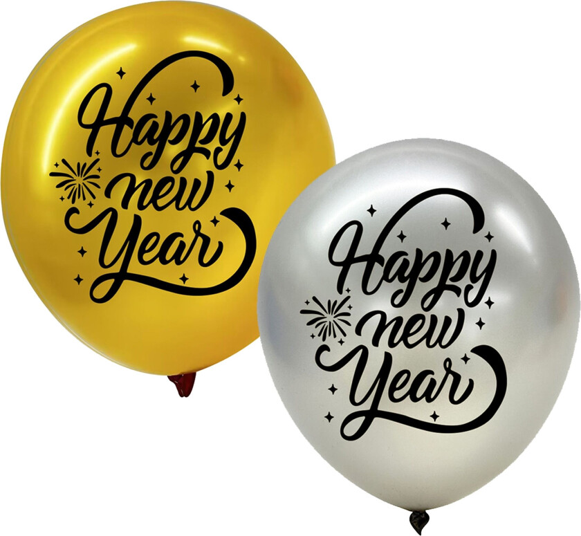 Ballonger Happy New Year - 6-pakning