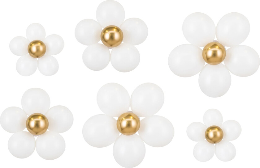 Ballongsett Hvite Blomster