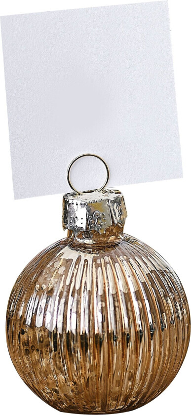 Bordkortholder Gullribbede Julekuler - 4-pakning