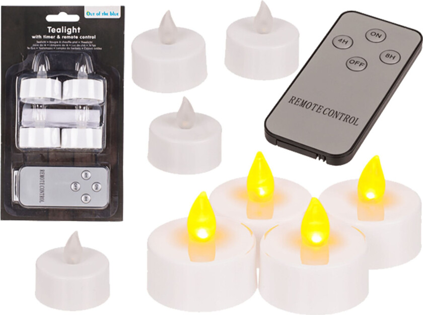 Telys LED med Timer og Fjernkontroll - 4-pakning