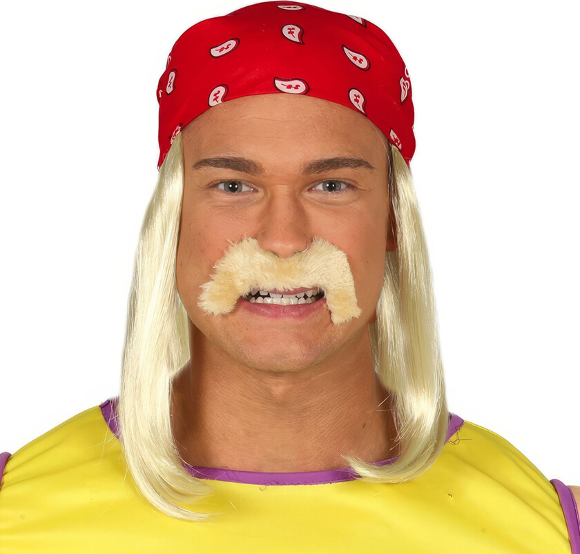 Blond Parykk med Skjerf og Bart - One-size