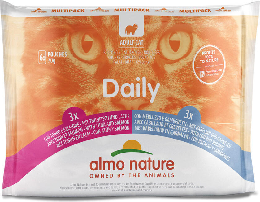 Bilde av Økonomipakning Almo Nature Daily Menu Pouch 12 x 70 g - Blandingspakke 4 (2 varianter)