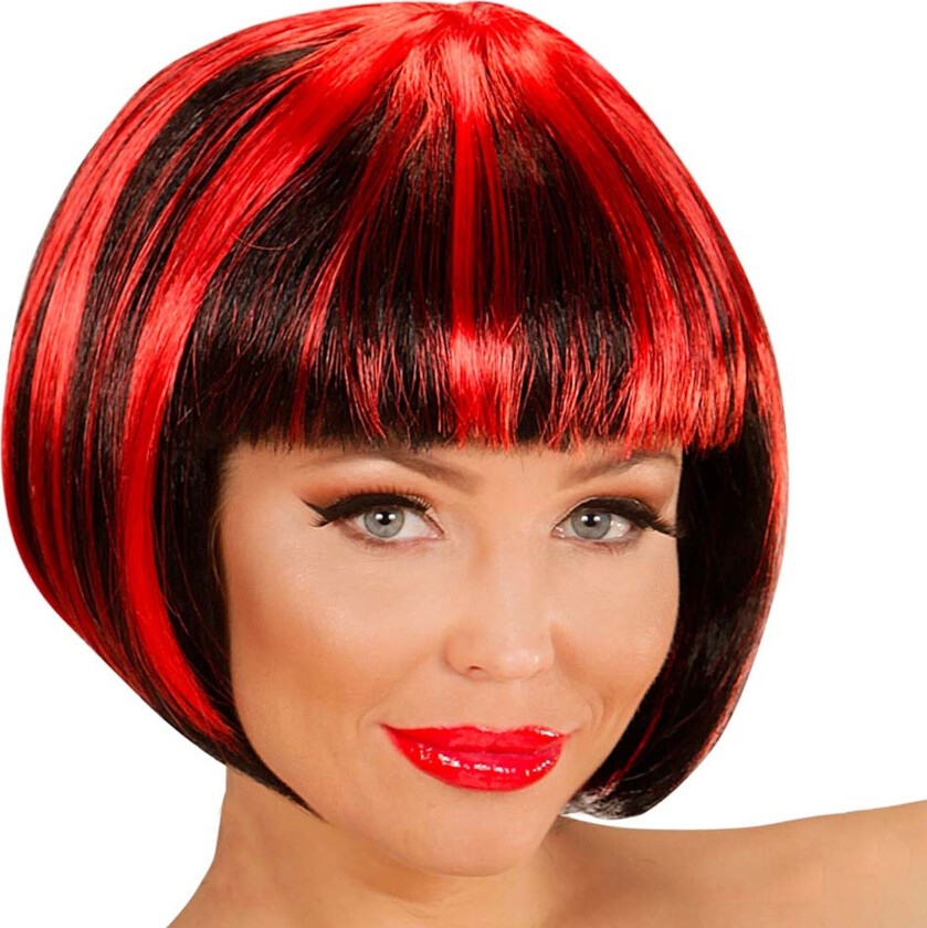 Svart/Rød Page Parykk - One-size