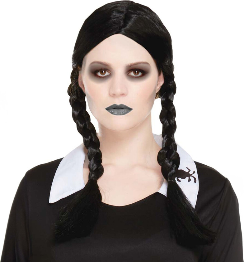 Spøkelsespike Svart Parykk med Fletter - One-size