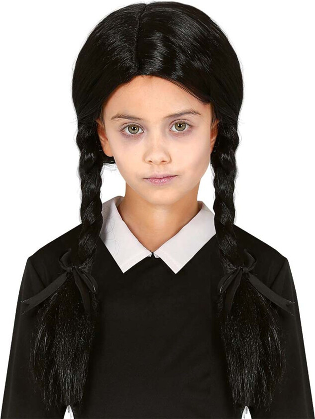 Spøkelsesjente Barneparykk Svart med Fletter - One-size