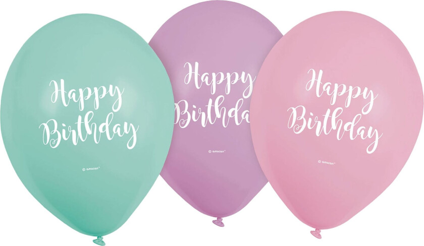 Ballonger Happy Birthday Pastell - 6-pakning