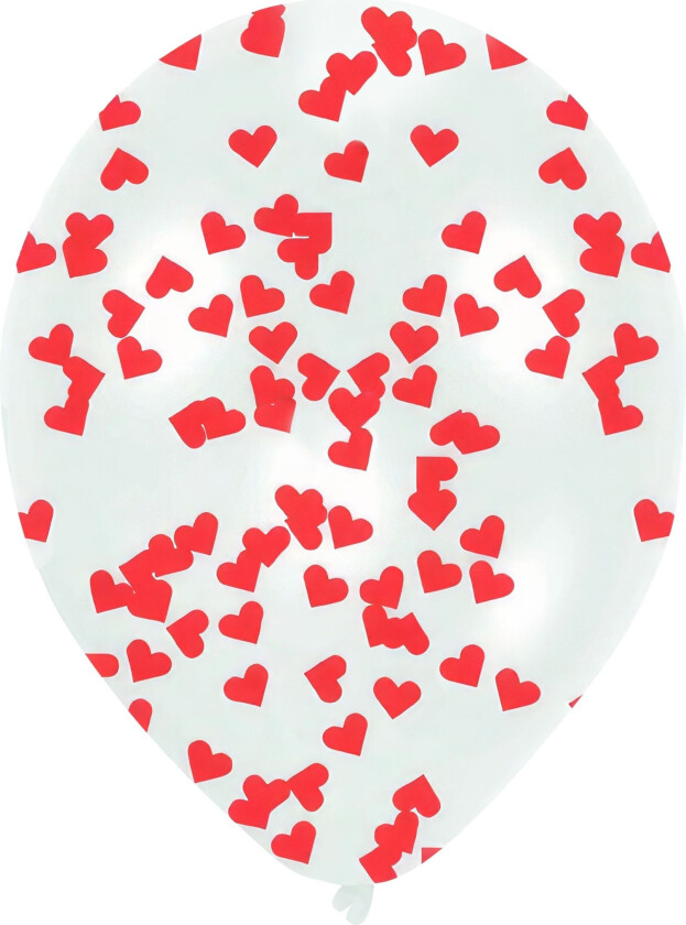 Konfettiballonger Hjerter Store - 6-pakning