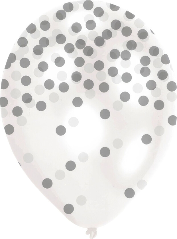 Ballonger Prikkete Sølv - 6-pakning