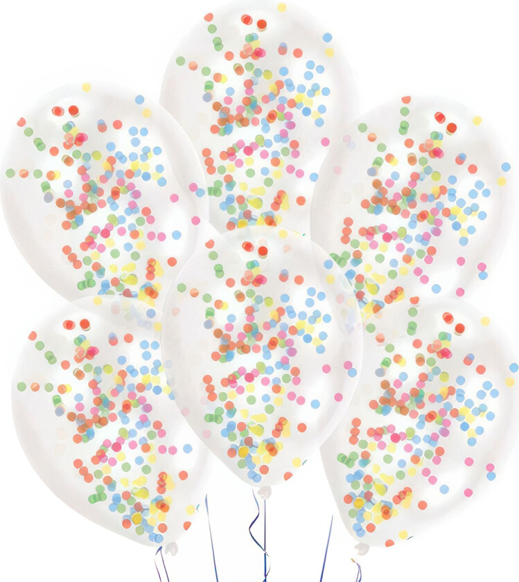 Konfettiballonger Flerfargede - 6-pakning