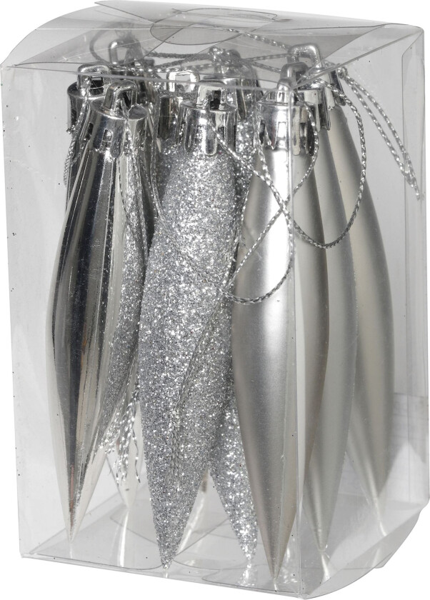 Juletrekuler Dråpe Sølv - 9-pakning