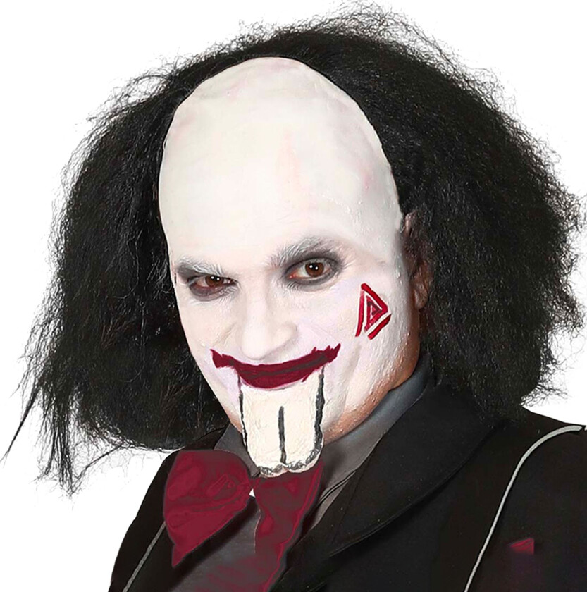 Svart Klovneparykk med Hvit Flintskalle - One-size