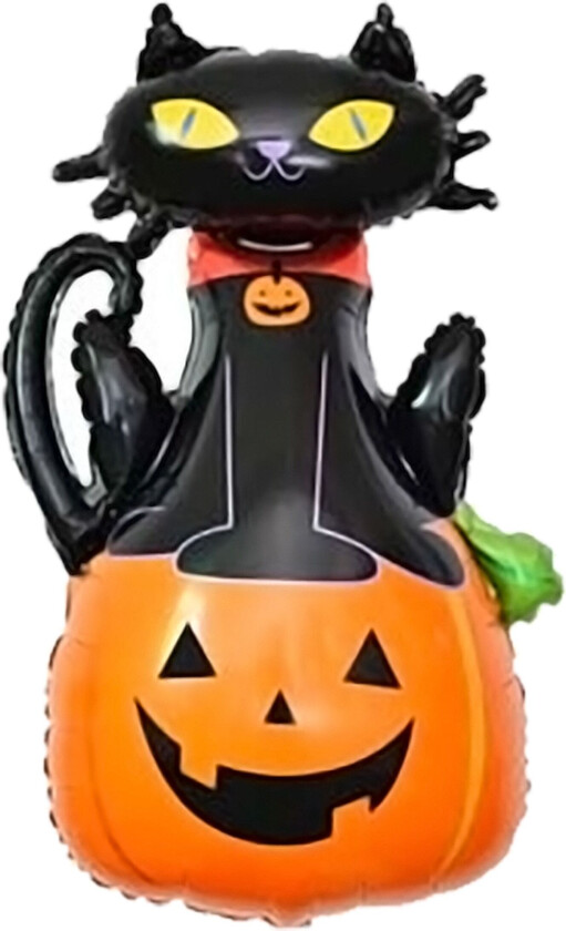 Folieballong Katt på Halloweengresskar