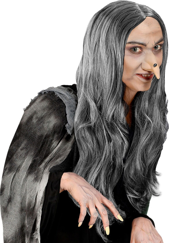 Lang Grå Parykk - One size