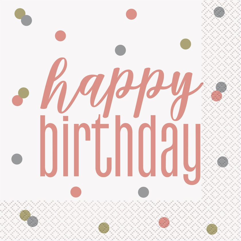 Servietter Happy Birthday med Prikker