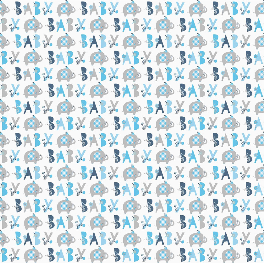 Gavepapir Baby med Elefanter Blå