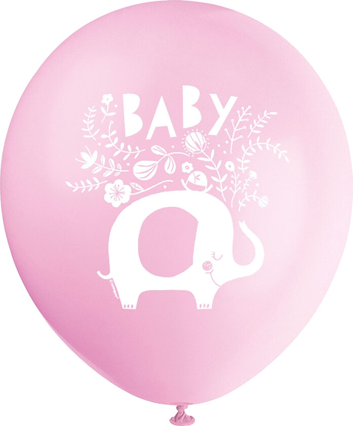 Ballonger Rosa Baby Elefant - 8-pakning