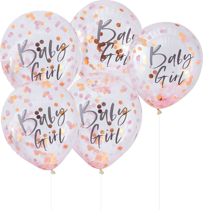 Konfettiballonger Baby Shower Baby Girl - 5-pakning