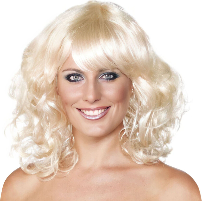 Blond Parykk med Krøller - One-size