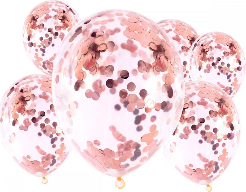 Konfettiballonger Roségull - 6-pakning