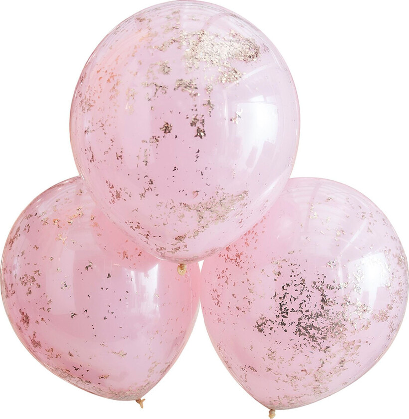 Konfettiballonger Rosa/Roségull - 3-pakning