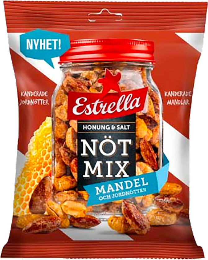 Estrella Nötmix Mandel Honung & Salt (Estrella Nøttemiks Mandel Honning og Salt) - 175 g